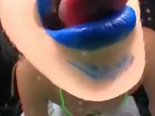 Hapon asul lipstik (spitting-fetish)