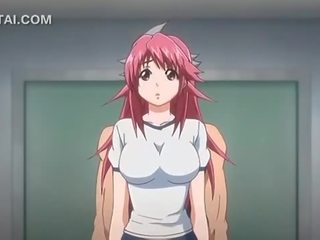 Pink haired anime seductress cunt fucked against the
